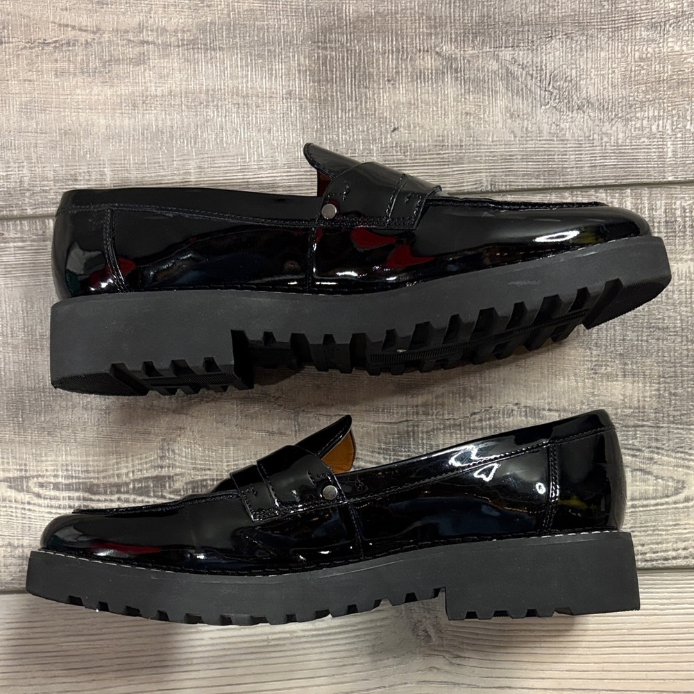 Franco Sarto Shiny Black Loafers EUC 7.5 - Picture 6 of 7